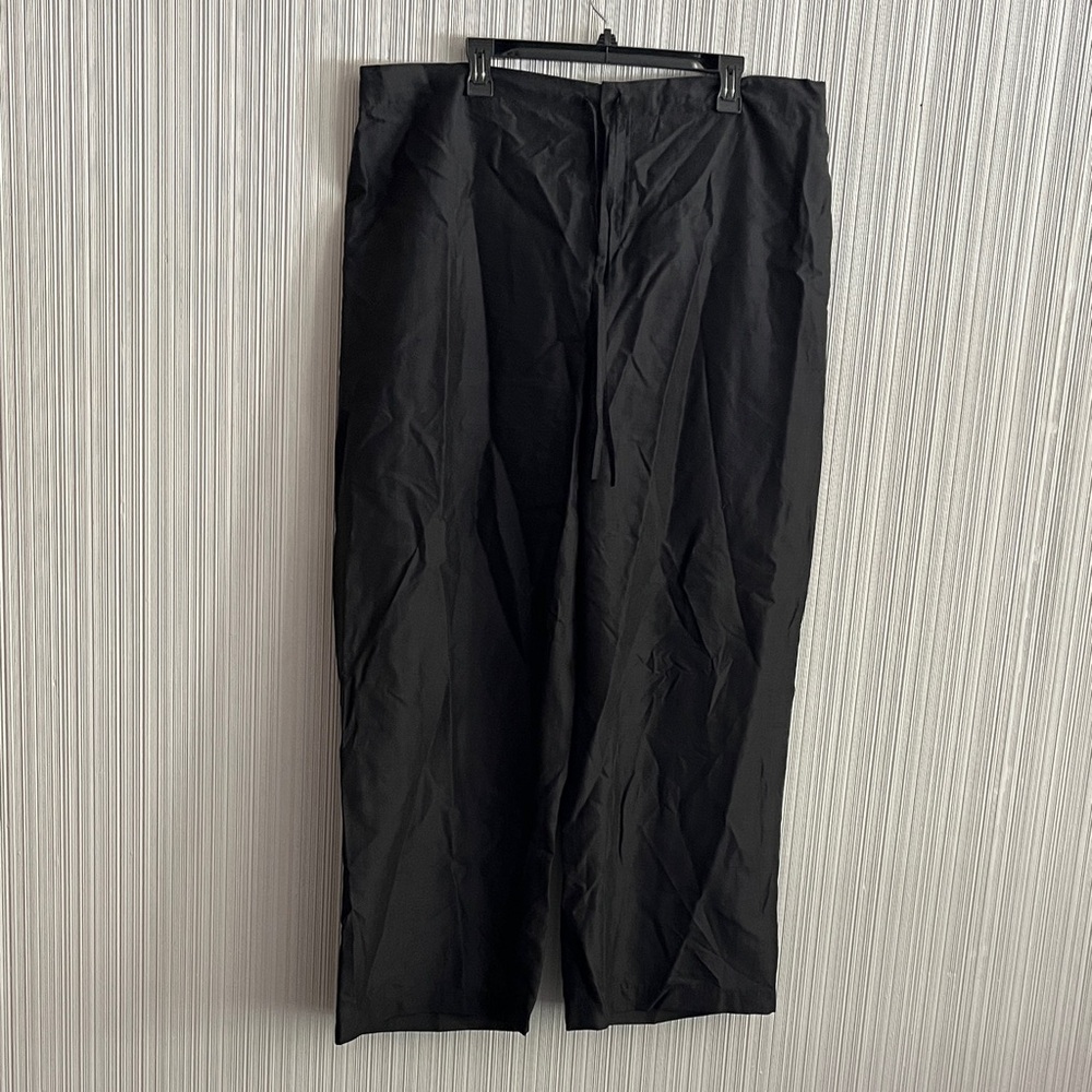 Black Straight-Leg Women's Silk Pants